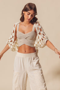 CROCHET CROPPED CARDIGAN