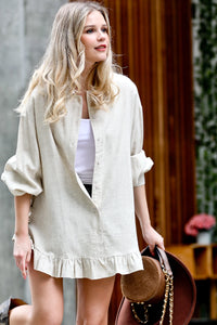 LINEN BUTTON UP BLOUSE