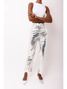 FAUX LEATHER METALLIC PANT