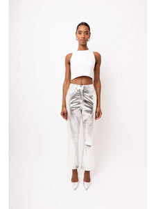 FAUX LEATHER METALLIC PANT