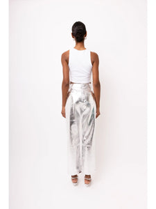 FAUX LEATHER METALLIC PANT