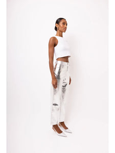 FAUX LEATHER METALLIC PANT