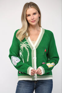 GOLF EMBROIDERED PATCH CARDIGAN