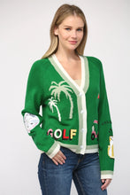 Load image into Gallery viewer, GOLF EMBROIDERED PATCH CARDIGAN
