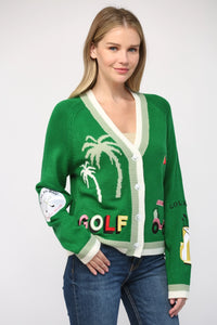 GOLF EMBROIDERED PATCH CARDIGAN