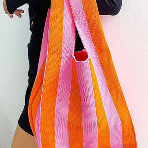 CONTRAST COLOR STRIPPED BAG